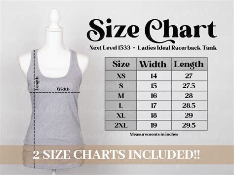 1533 Size Chart Next Level 1533 Size Chart Mockup Ladies Ideal Racerback Tank Mockup 1533