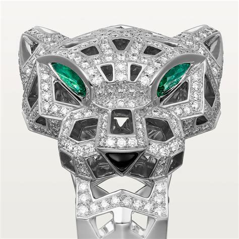 CRN4768000 Bague Panthère de Cartier Or gris onyx émeraudes