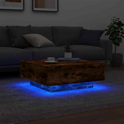 Table Basse Avec Lumi Res Led Ch Ne Fum X X Cm Ebay