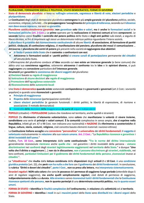 Concetti Principali Per L Esame Di Istituzioni Di Diritto Pubblico