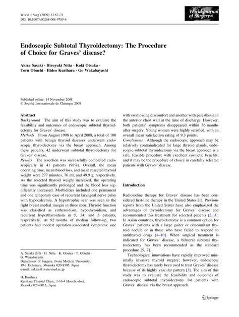 (PDF) Endoscopic Subtotal Thyroidectomy: The Procedure of Choice for ...