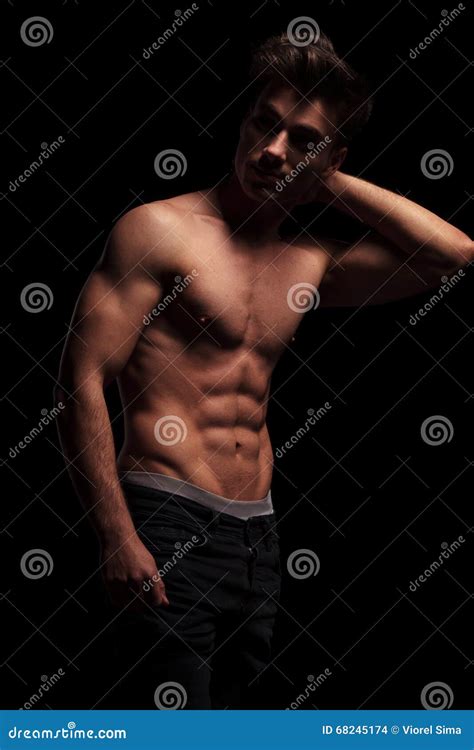 Naked Muscular Man Touching His Neck Royalty Free Stock Image CartoonDealer