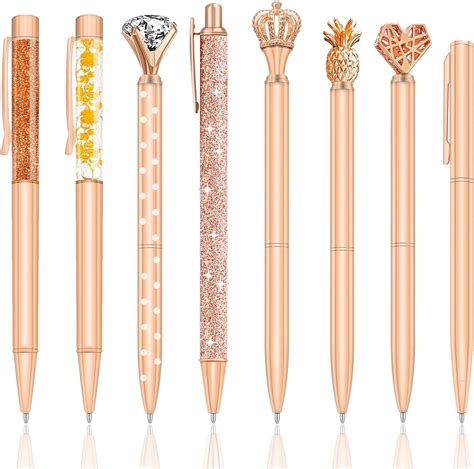 Amazon Pcs Rose Gold Ballpoint Pens Set Metal Crystal Diamond