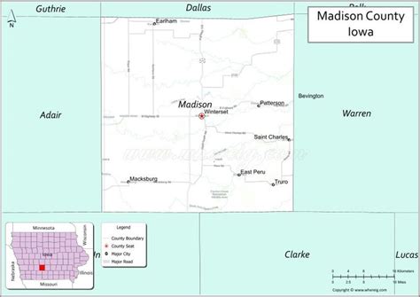 Map Of Madison County Iowa Showing Cities Highways And Important Places