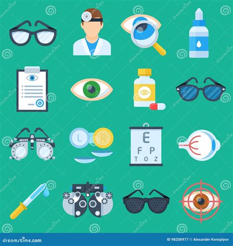 Eye doctor cartoon set stock vector. Illustration of health - 98208977