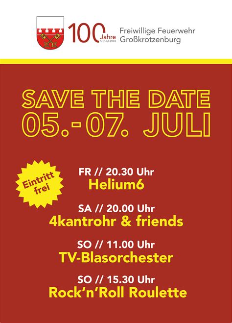 Save The Date Freiwillige Feuerwehr Gro Krotzenburg