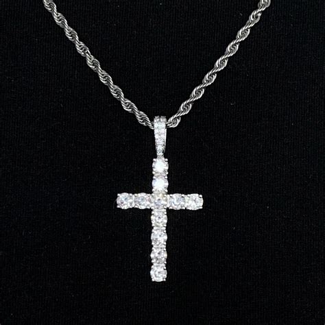 Iced Out Cross Pendant in White Gold – Jewlz Express