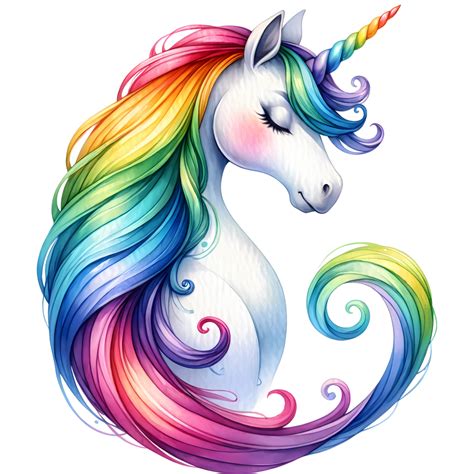 Colorful Majestic Unicorn Illustration With Vibrant Rainbow Mane And