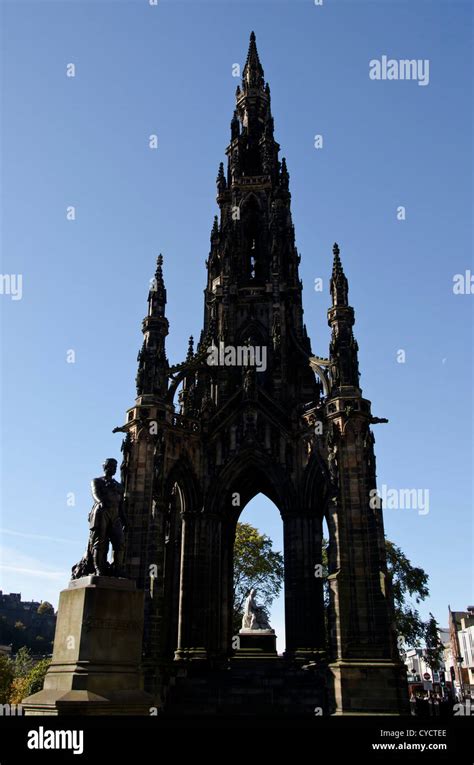 Statue of David Livingston and the Scott Monument in Princes Street ...