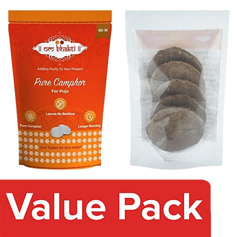 Buy Om Bhakti Cow Dung Cakes Pcs Pure Camphor Big For Puja