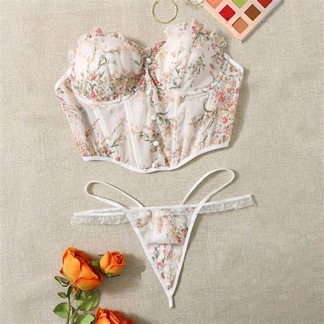 TODOZO Lingerie Set Women Comfy Floral Print Frill Ubuy India
