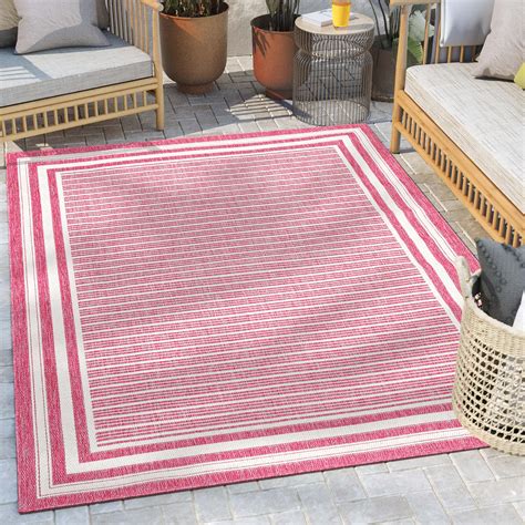 Well Woven Fallon Frankie Modern Stripes Fuschia 5 3 X 7 3 Hi Lo Indoor Outdoor Area Rug