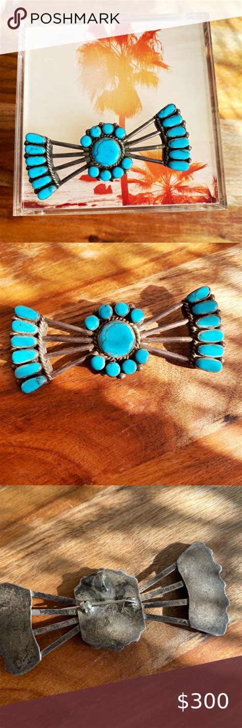 Vintage Zu I Turquoise Pendant And Pin Vintage Zuni Native American