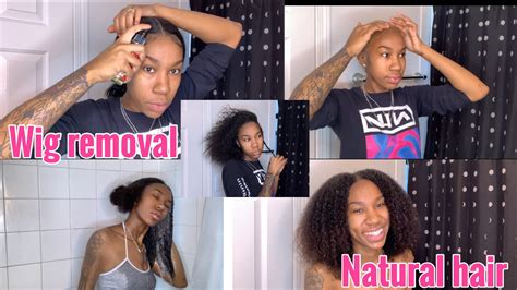 How To Properly Remove Frontal Wig Natural Hair Wash And Go Youtube