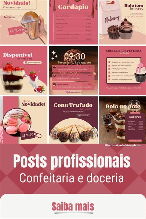 Pack De Posts Editaveis Para Confeitaria E Doceria Adobe Illustrator