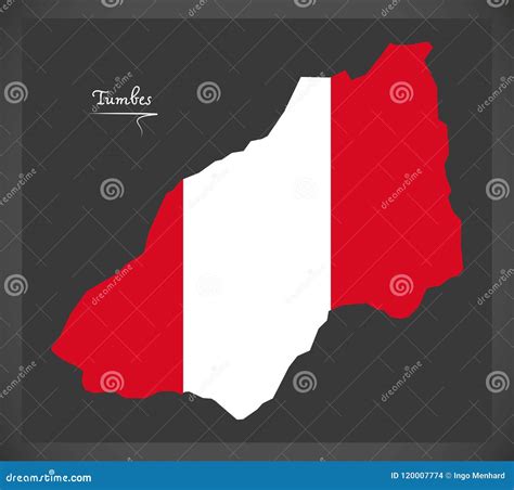 Tumbes Map With Peruvian National Flag Illustration Stock Vector