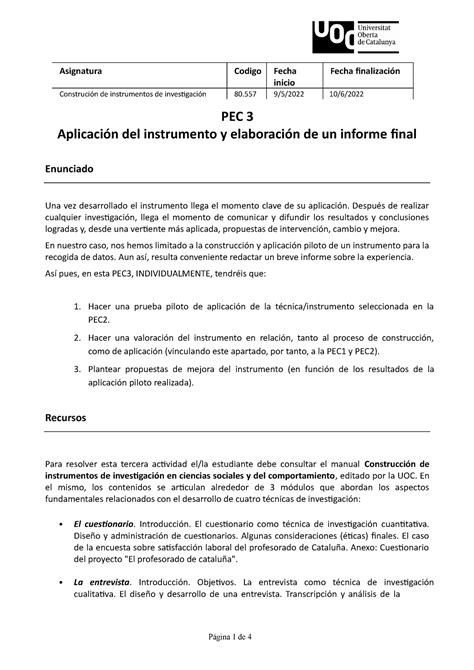 Enunciado Pec Pec Individual Es Una Sintesis De Lo Trabajado En