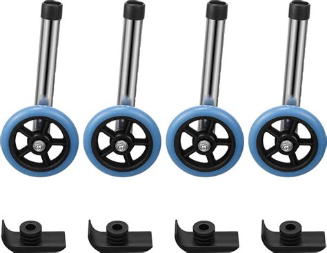 Datanly 8 Pcs Universal Walker Wheel Kit 5 Inch Sport Wheels And Ski Glides Rubber