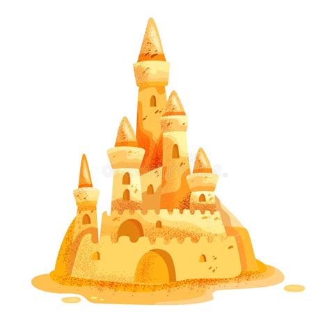 3 D Castillo De Arena Vectorial Ilustración Verano Isla De La Playa