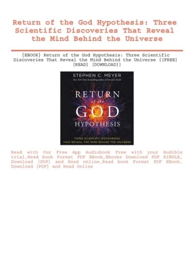 Ebook Return Of The God Hypothesis Three Scientific Discoveries That