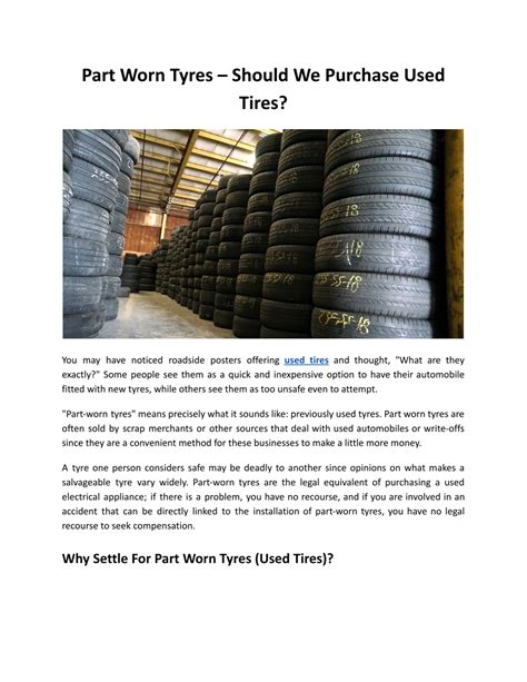 Ppt Part Worn Tyres Should We Purchase Used Tires Powerpoint