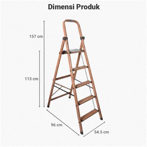 Jual Tangga Lipat Aluminium Slim 5 Steps Motif Kayu Fix Step Ladder