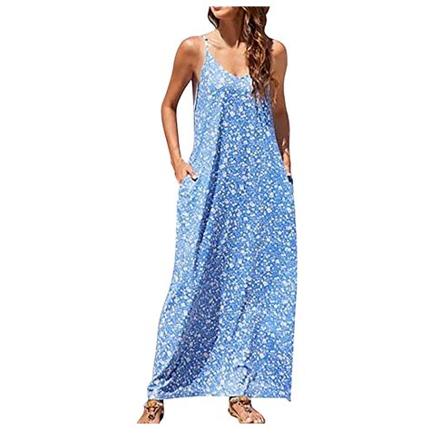 2024 Women Summer Casual V Neck Sleeveless Bohemian Floral Long Maxi