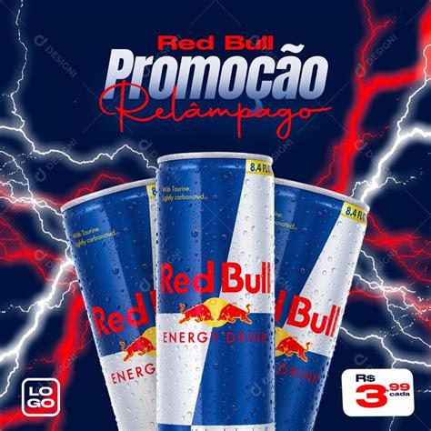 Red Bull Promoção Relâmpago Social Media Psd Editável [download