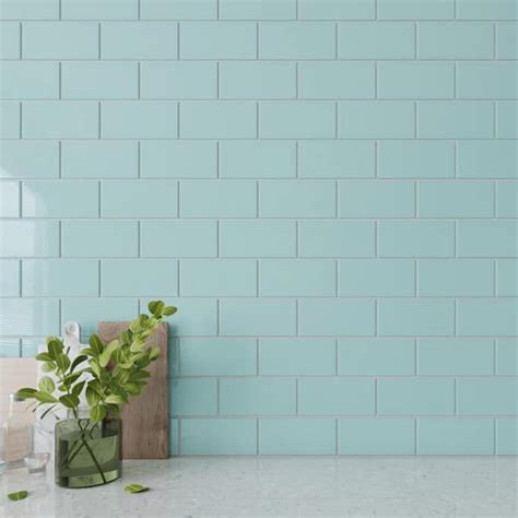 Giorbello Baby Blue 3 In X 6 In X 8 Mm Glass Subway Wall Tile 5 Sq