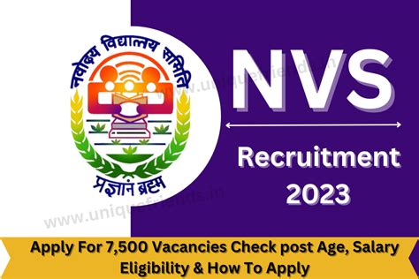 NVS Recruitment 2023 Apply For 7 500 Vacancies Check Post Age Salary