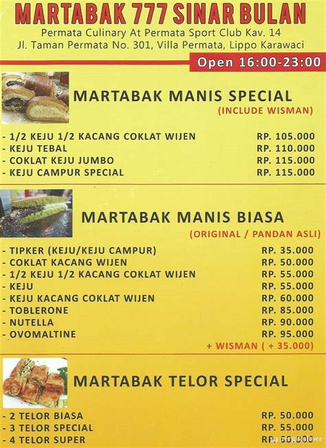 Selalu Diperbarui Menu Martabak 777 Sinar Bulan Karawaci Tangerang