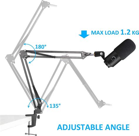 K669B Mic Boom Arm With Foam Windscreen Suspension Boom Scissor Arm