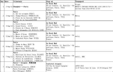 签证用意大利行行程单模板中英文word文档在线阅读与下载无忧文档