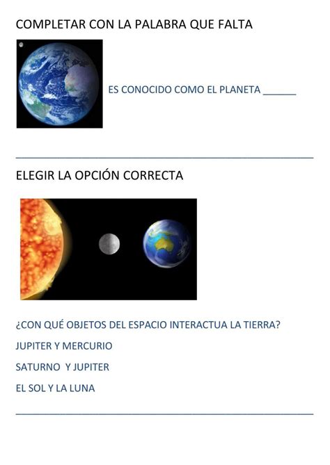 Planeta Tierra Exercise Live Worksheets