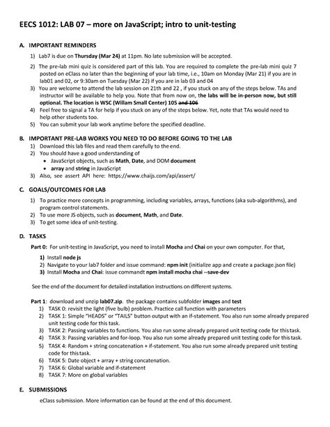 Lab 07 Exercise For EECS 1012 Winter Term 2022 EECS 1012 Yorku