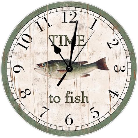 Amazon.com: Time to Fish Largemouth Bass Wooden Wall Clock Bass Fishing