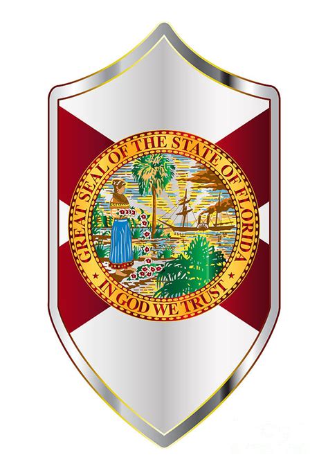 Florida State Flag On A Crusader Style Shield Digital Art By Bigalbaloo