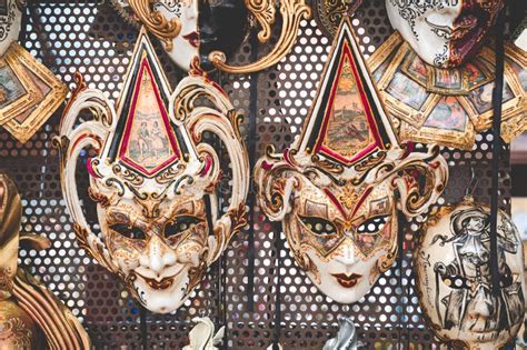 Two Carnival Masks in Venice, Typical in the Streets of the City and ...