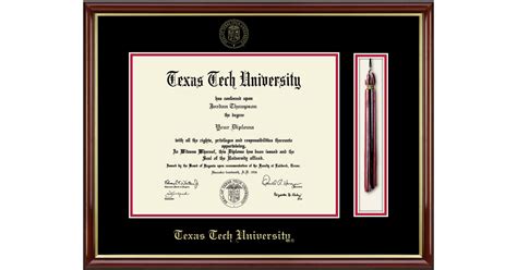 Tassel And Cord Diploma Frame In Southport Gold Texas Tech University