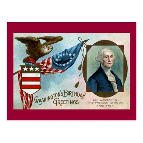 Washingtons Birthday Greetings Postcard Zazzle