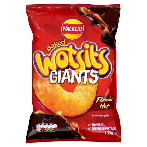 Walkers Wotsits Giants Flamin Hot Snacks Crisps G