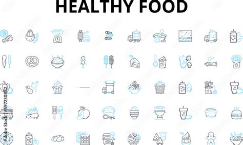 Healthy Food Linear Icons Set Nutritious Wholesome Organic Balanced