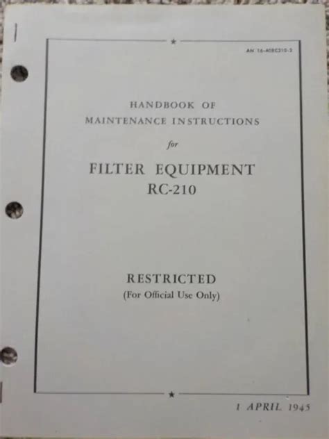 Technical Orders Maintenance Instructions Filter Equipment Rc