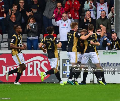 Milton Keynes Dons Rhys Healey Celebrates Scoring The Opening Goal