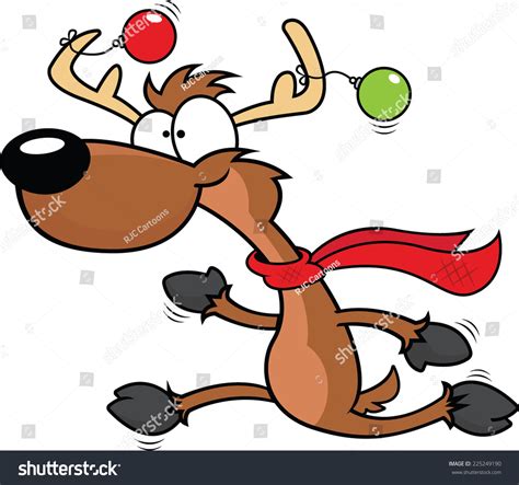 Cartoon Illustration Reindeer Running Happy Expression Stock Vector (Royalty Free) 225249190 ...