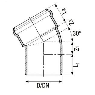 Tubo de descarga enchufable Valsir Silere Curva 30 Diámetro 90 mm