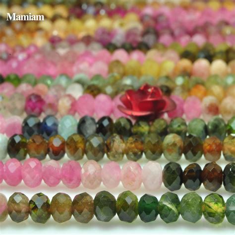 Mamiam Natural Aa Colorful Tourmaline Faceted Rondell Bead X Mm