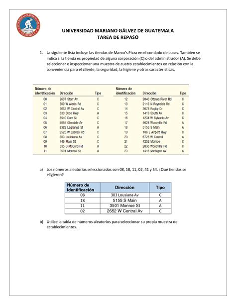 Solution Tarea De Repaso Estadistica I Principios De La Estadistica