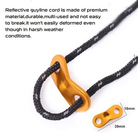 JDEX Tarp Tent Rope 4 5mm Reflective With Adjustable Tensioner Camping