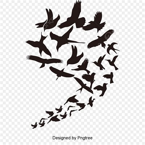 Birds Flying Silhouette PNG Free Birds Flying In The Air Are Lined Up